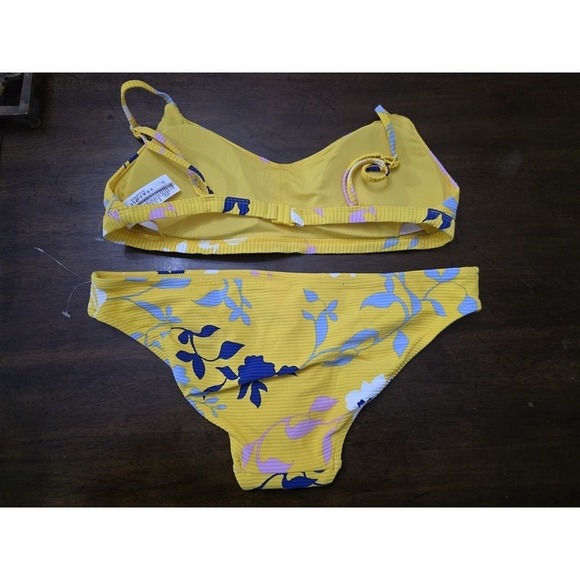 NWOT Seafolly 10 USA Florence Yellow Floral Bikini Top & Bottom 126905 - Picture 4 of 5